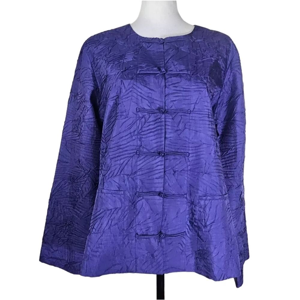 Eileen Fisher Purple Silk Jacket Vintage Textured 3X Top